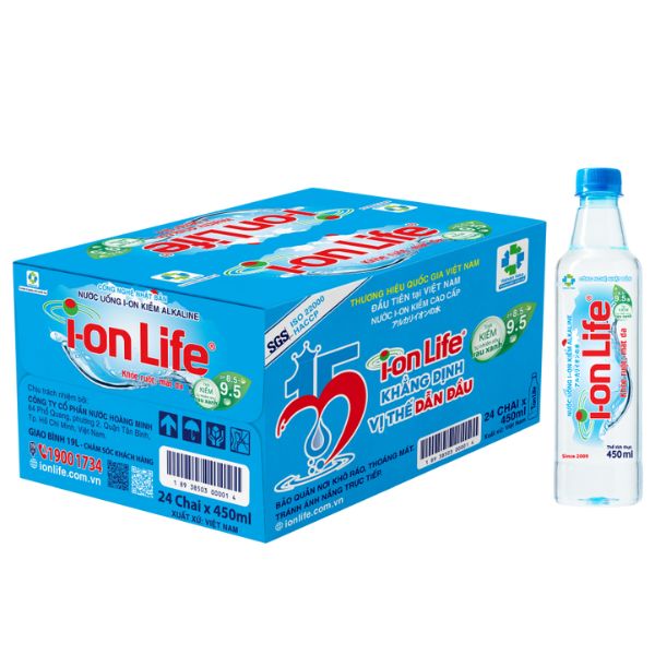 Thùng Nước Ion Kiềm Icon Life 450ml - 24 Chai